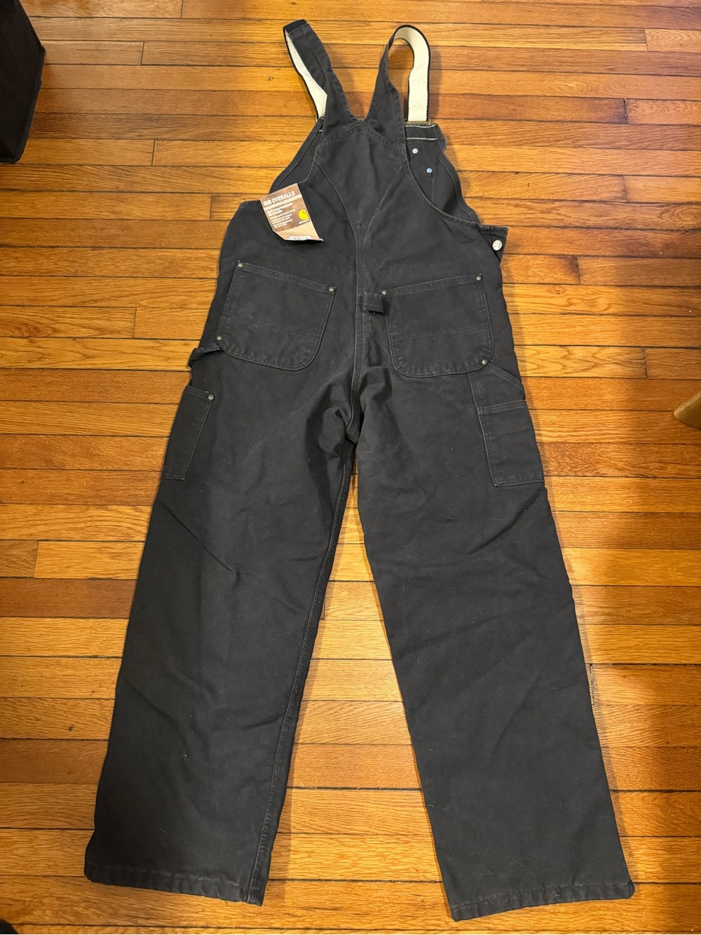 Carhartt Black insulated Bib Overalls with Sandstone Label